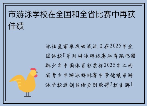市游泳学校在全国和全省比赛中再获佳绩